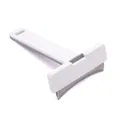 Curved pet de-shedding brush for cats and dogs with ergonomic handle, white and grey finish. - Domed Style / L