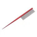 Peigne de toilettage professionnel en acier inoxydable avec manche rouge pour animaux - Rouge