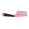 Pink stainless steel flea comb with fine teeth for pet grooming and flea removal - Upgraded Rose Red / Rose Red