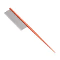 Professional stainless steel pet comb with orange handle for grooming cats and dogs. - Orange