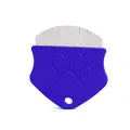Purple pet flea comb with fine metal teeth and paw print design for grooming dogs and cats - Dark Blue