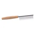 Durable pet grooming comb with wooden handle and stainless steel fine teeth for cats and dogs - Mixed Length Fine-toothed Comb