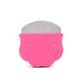 Pink pet grooming flea comb for cats with fine steel teeth and cute paw print design - Pink