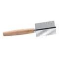 Professional pet grooming comb with ergonomic wooden handle and stainless steel fine teeth - Double-sided Comb