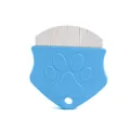 Blue pet flea comb with fine metal teeth and paw print design for grooming cats and dogs - Sky Blue