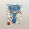 Brosse de toilettage bleue professionnelle pour chats et chiens dans son emballage d'origine - Peigne à Aiguilles (Emballage Carte Blister) / Bleu