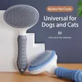 Spazzola per animali con pulsante di auto-pulizia a un clic in blu e bianco elegante - Spazzola per la Pulizia Automatica / Grigio