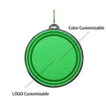 Portable collapsible silicone dog bowl with green basin black rim and carabiner clip - 350ml / Black Frame Without Buckle / Green