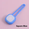 Square blue LED pet safety pendant made of silicone with a cute smiley face design - Square / Blue
