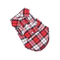 Breathable classic red and black plaid leisure shirt for small dogs and cats summer wear - S / Red