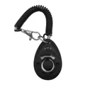 Professional black dog training clicker with elastic wrist coil and metal lobster clasp - Black