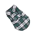 Green and white plaid pet shirt for small dogs and cats, summer breathable casual style - S / Green