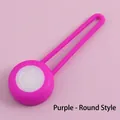 Purple round LED pet safety pendant with smiley face design for night walking visibility - Square / Purple