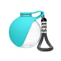 Cyan portable dog water bottle with stylish carry strap for outdoor pet hydration. - Portable Round Water Cup - Blue [Plastic Model]