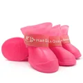 Pink waterproof silicone dog rain boots with non-slip soles and adjustable straps - S / Pink