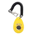 Professional yellow dog training clicker with black elastic wrist strap for pets - Yellow
