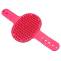 Spazzola da bagno rosa in silicone per animali con cinturino regolabile per massaggio - Spazzola a Fiore Rosa Rosso / Imballaggio su cartoncino