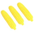 Lot de trois jouets pour chiens en forme de maïs jaune vif sur fond blanc pur - Jouet maïs / Type Molaire Sifflant / Jaune vif
