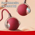 Balle de jeu électrique interactive pour chats pour s'amuser seul toute la journée - Balle Interactive Intelligente pour Chat / Avec Corde & 3 Modes de Réglage / Rouge