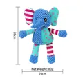 Juguete de peluche de elefante para perros con medidas 28cm de alto y 24cm ancho - Elefante de Retazos / Elefante de Patchwork (Tela de Dentición + Sonido)
