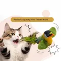 Jouet interactif pour chat oiseau gazouillant avec des plumes réalistes et du son - Oiseau de Simulation (Pouillot Véloce Vert)