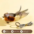 Jouet réaliste pour chat en forme d'oiseau avec plumes et herbe à chat intégrée - Oiseau de Simulation (Brun)