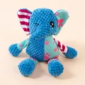 Jouet en peluche éléphant bleu pour chien avec texture en velours côtelé pour la mastication - Éléphant Patchwork / Tissu Molaire + Sifflant / Patchwork Bleu