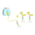 Set completo di giocattoli yo-yo automatici per gatti con base blu e piume varie - Modello Yo-Yo a Sollevamento Automatico / Set con 2 Teste di Ricambio / Blu