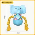 Jouet en peluche éléphant bleu pour chien avec cordes en coton jaune à mâcher, 20cm de haut - Éléphant à Nœud (Éléphant en Corde) / 20x12cm / Bleu