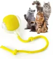 Interactieve gele bal kattenspeeltje met duurzaam gevlochten touw voor binnenshuis plezier. - Geen Wake-Up Drie-Versnellingen Aanpassing / Geel