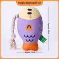 Jouet en peluche poisson violet pour chien avec queue en corde de coton - Style Poisson à Grosse Tête / 20x13cm / Violet
