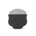 Dark gray pet flea comb with fine metal teeth and paw print handle - Gray