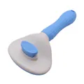 Spazzola cardatore ergonomica autopulente bianca e blu per la cura di cani e gatti - Pettine ad Aghi Autopulente / Blu