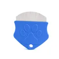 Blue fine-tooth pet flea comb for cats and dogs featuring a cute paw print design - Blue