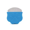 Mini blue paw-shaped pet flea comb with fine metal teeth for professional cat grooming - Blue
