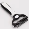 Professional double-sided pet dematting rake with ergonomic handle for cats and dogs - Blister Packaging / Large 17+9 Teeth / White