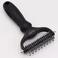 Professional double-sided pet de-matting comb with stainless steel blades and ergonomic handle - Blister Packaging / Large 17+9 Teeth / Black