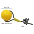 Palla giocattolo in EVA gialla con corda resistente per cani, resistente ai morsi, 9cm - Palla di Corda (Grande) / Palla 9cm/Corda 58cm / Giallo