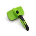 Spazzola cardatrice verde e nera per cani e gatti con pulsante di facile autopulizia - Spazzola cardatore autopulente quadrata / Taglia S / Verde