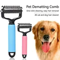 Peigne de déshydratation double face en acier inoxydable pour chiens et chats - Peigne de Démêlage (Emballage Blister) / L / Rose