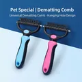 Rastrello scioglinodi a doppia faccia in acciaio inox per cani e gatti con impugnatura ergonomica - Rastrello per Sottopelo Professionale / Taglia L / Blu Brillante