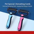 Peine profesional de doble cara para desenredar mascotas con mango antideslizante - 17 dientes / Rastrillo Desmatador Grande Rojo Rosa