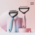 Rastrello professionale in acciaio inox a doppia faccia per la toelettatura di cani e gatti. - Rastrello per Sottopelo per Animali a Doppio Lato / Taglia L / Rosa