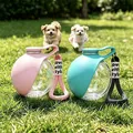 Portable pet water bottles in pink and blue for dog outdoor travel and walking - Portable Round Water Cup - Pink [Plastic Model]