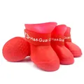 Red waterproof silicone dog rain boots with non-slip textured soles for pets - S / Red