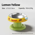 Lemon yellow elevated stainless steel pet dog bowl with green non-slip base 350ml - Yellow [Stainless Steel Model] Elevated Base