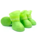 Bright green waterproof silicone dog rain boots with non-slip soft soles for pets - S / Green