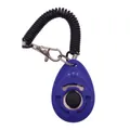 Professional blue pet training clicker with black wrist coil strap and metal clip - Dark Blue