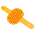 Cepillo de baño de silicona amarilla ajustable para limpieza suave de gatos y perros - Cepillo de Flor Naranja / A granel