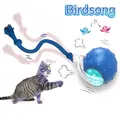 Balle de jeu interactive bleue pour chat avec queue en corde et sons d'oiseaux simulés - Balle Texturée à Son d'Oiseau / Bleu